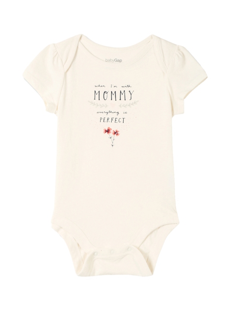

GAP Baby Off-White Short Sleeve Mom Dad Printed Bodysuit
