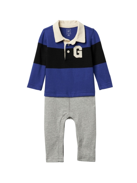 

GAP Baby Blue & Grey Rugby Logo Double Layer One Piece