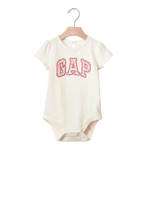 

GAP Baby Floral Logo Bodysuit, White