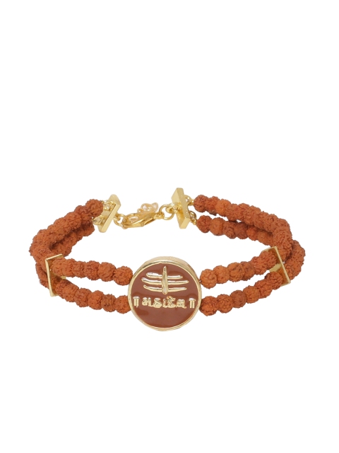 

Dare by Voylla Men Gold-Toned & Brown Gold-Plated Handcrafted Bracelet