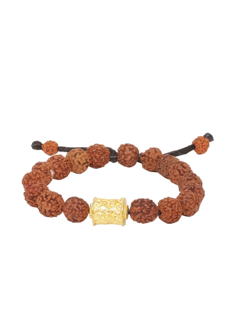 

Dare by Voylla Men Gold-Plated and Brown Handcrafted Charm Bracelet
