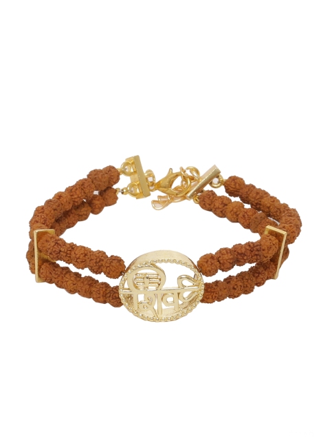 

Dare by Voylla Men Gold-Plated & Brown Handcrafted Multistrand Bracelet