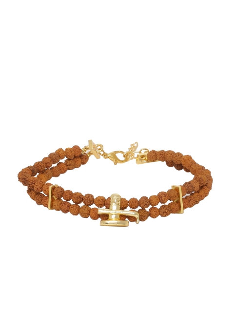

Dare by Voylla Men Gold-Plated & Brown Handcrafted Multistrand Bracelet