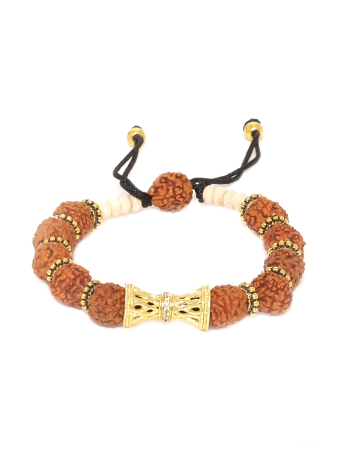 

Dare by Voylla Men Brown and Gold-Plated Handcrafted Charm Bracelet