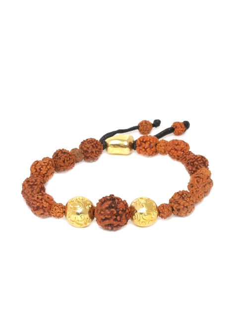 

Dare by Voylla Men Brown & Gold-Toned Brass Gold-Plated Handcrafted Charm Bracelet