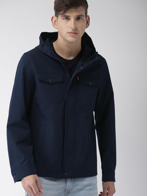 

Levis Men Navy Blue Solid Water Resistant Tailored Jacket