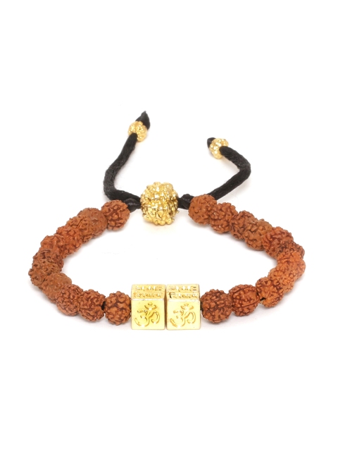 

Dare by Voylla Men Brown and Gold-Plated Handcrafted Charm Bracelet