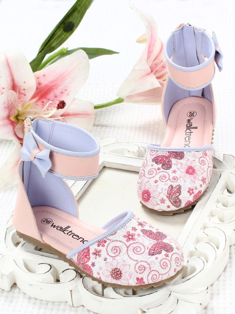 

Walktrendy Girls White Printed Ballerinas