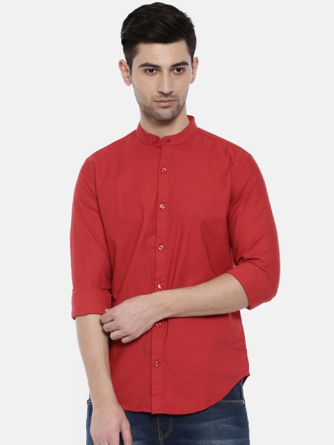 

Breakbounce Men Red Slim Fit Solid Casual Shirt