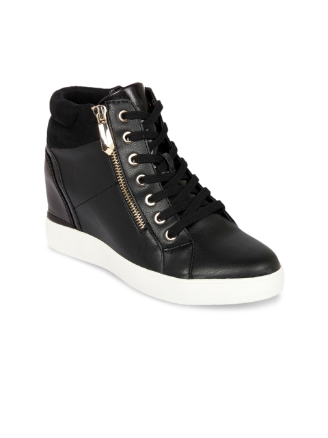 

ALDO Women Black Solid Synthetic Mid-Top Sneakers