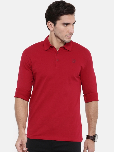 

Breakbounce Men Red Solid Polo Collar T-shirt