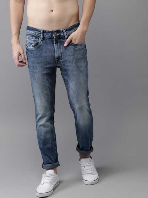

HERE&NOW Men Blue Regular Fit Mid-Rise Clean Look Stretchable Jeans