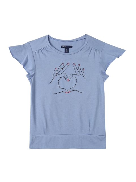 

GAP Girls Blue Flutter Graphic Banded T-shirt
