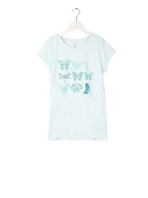 

GAP Girls Blue Graphic Print Round Neck T-shirt