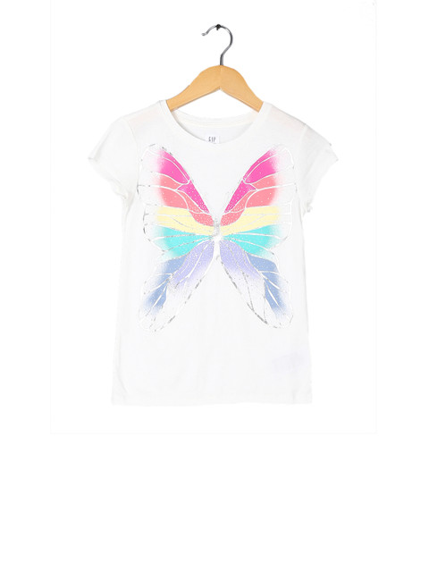 

GAP Girls White Graphic Short Sleeve T-shirt
