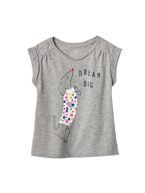 

GAP Toddler Girl Grey Shirred Graphic T-shirt
