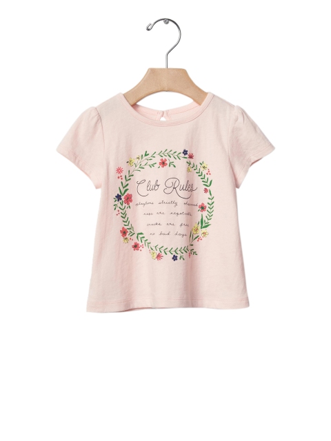 

GAP Girls Pink Printed Round Neck T-shirt