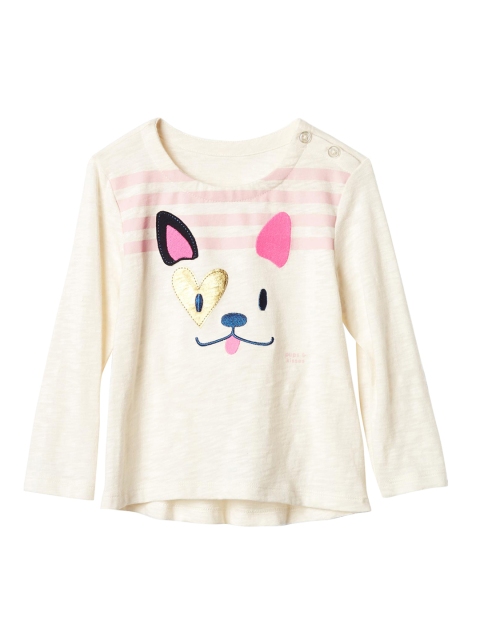 

GAP Toddler Girl Off-White Embellished Pet High Low T-shirt