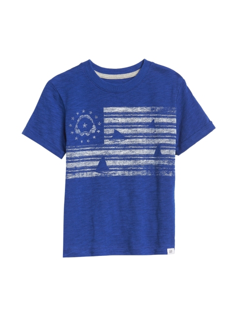 

GAP Boys Blue Printed Round Neck T-shirt