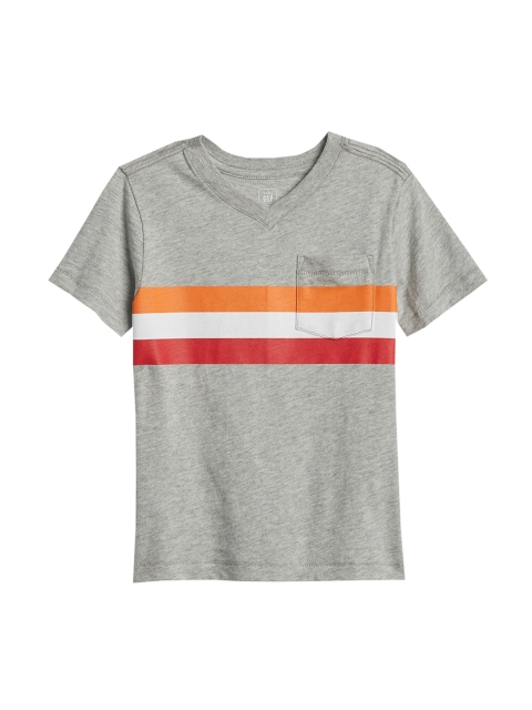 

GAP Toddler Boy Grey Stripe V-Neck Pocket T-shirt