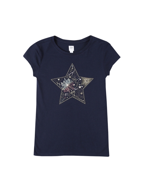 

GAP Girls Navy Blue Graphic Short Sleeve T-shirt