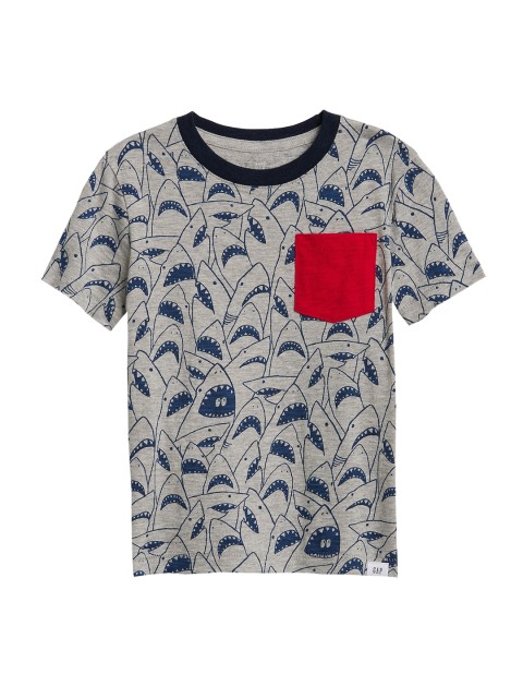 

GAP Toddler Boy Grey Graphic Pocket T-shirt