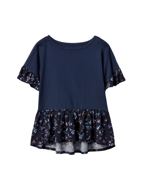 

GAP Girls Navy Blue Print Peplum T-shirt