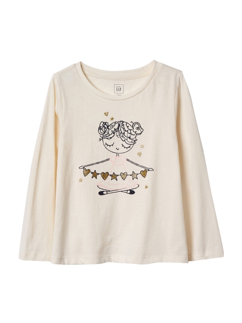 

GAP Toddler Girl Off-White Graphic Long Sleeve T-shirt