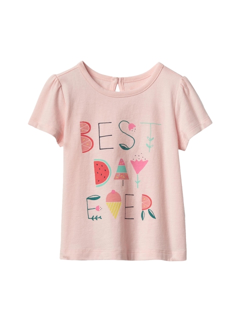 

GAP Girls Pink Printed Round Neck T-shirt