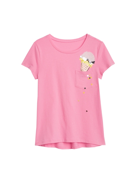 

GAP Girls Pink Sequin Graphic Pocket T-shirt