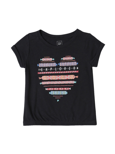 

GAP Toddler Girl Black Embellished Graphic Bubble T-shirt