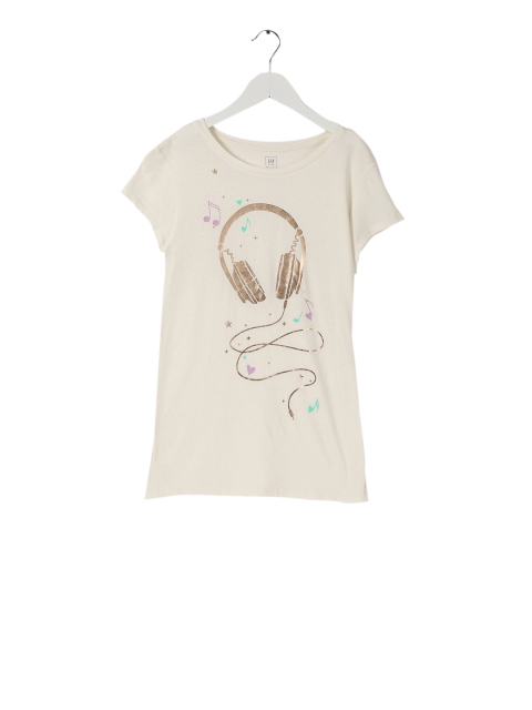 

GAP Girls Off-White Short Sleeve Graphic T-shirt, Cream