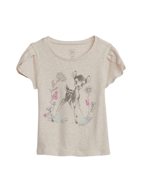 

GAP Toddler Girl Beige Disney Graphic Tulip Sleeve T-shirt