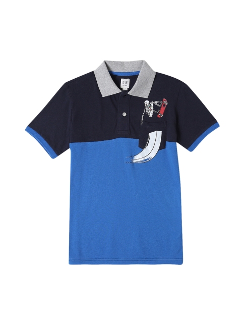 

GAP Boys Blue and Black Short Sleeve Colour Block