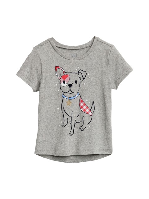 

GAP Girls Grey Printed Round Neck T-shirt