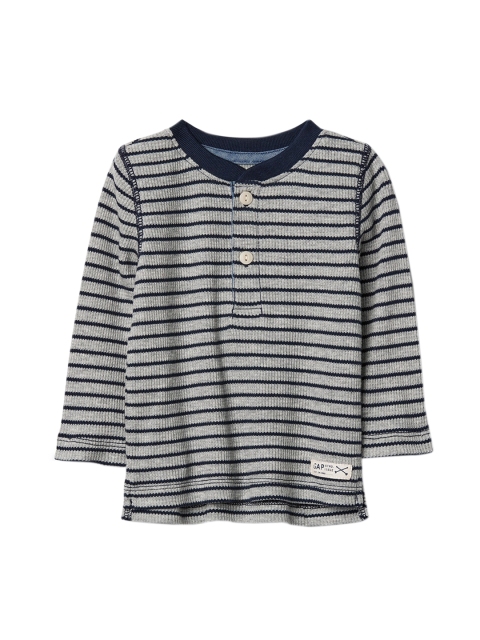 

GAP Boys Blue Striped Henley Neck T-shirt