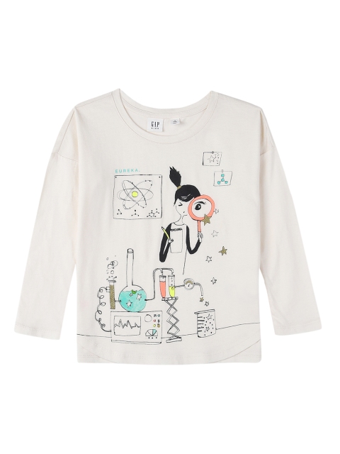 

GAP Girls Grey Long Sleeve Printed T-shirt, White