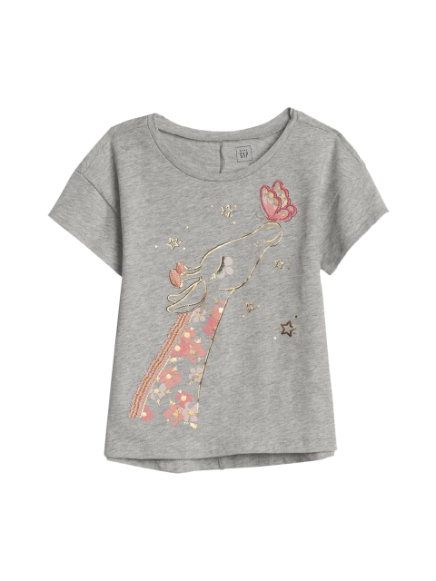 

GAP Toddler Girl Grey Graphic Hi-Lo T-shirt