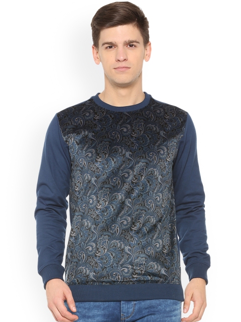 

V Dot Men Navy Blue Printed Sweatshirt