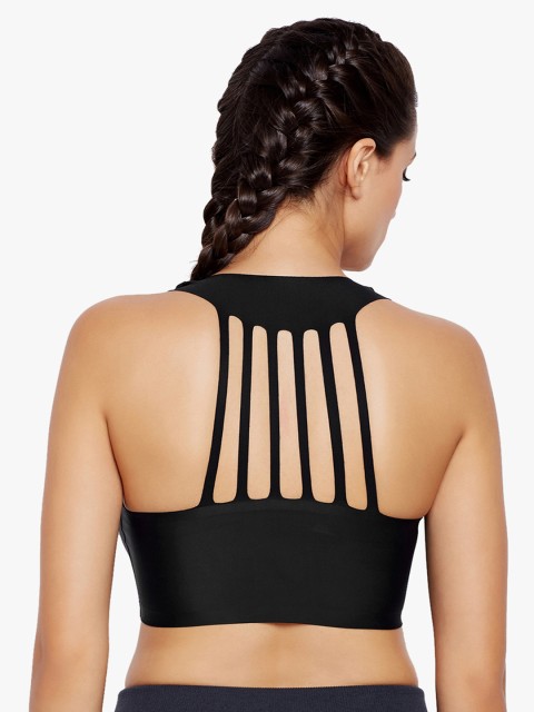 

Lebami Black Solid Non-Wired Lightly Padded Sports Bra