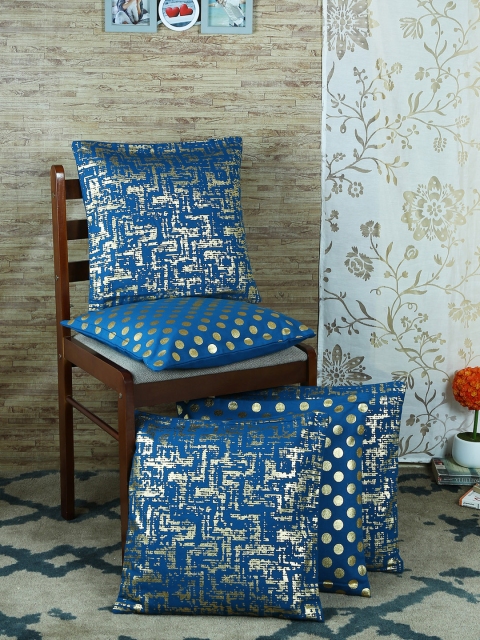 

RANGRAGE Blue Set of 5 Geometric Square Cushion Covers