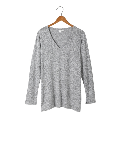 

GAP Women Grey Softspun Knit Slit Tunic