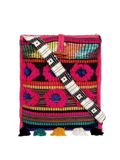 

Anekaant Pink Self Design Sling Bag