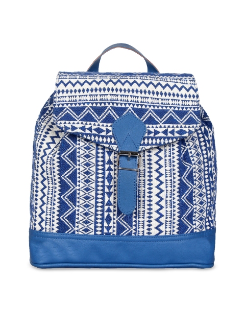 

Anekaant Women Blue & White Geometric Backpack