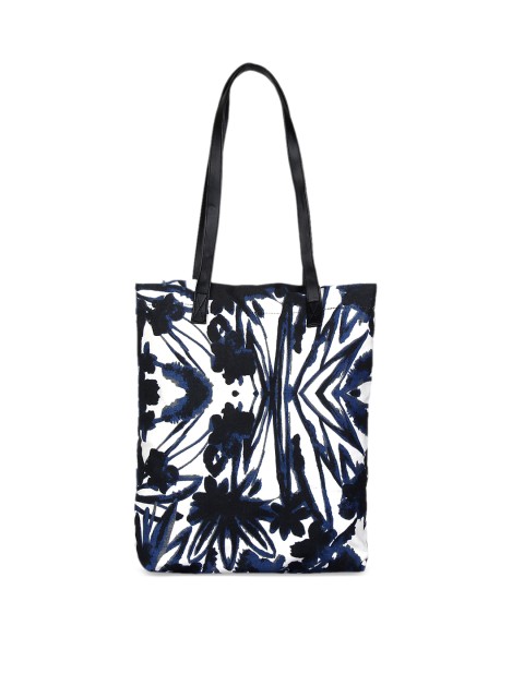 

Anekaant Blue & White Printed Tote Bag
