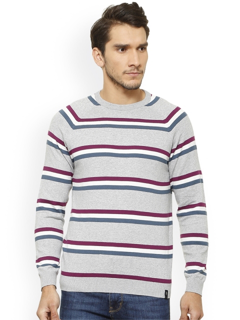 

Van Heusen Sport Men Grey Striped Pullover