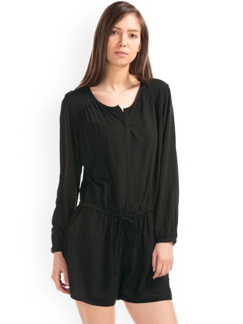 

GAP Women Black Long Sleeve Romper