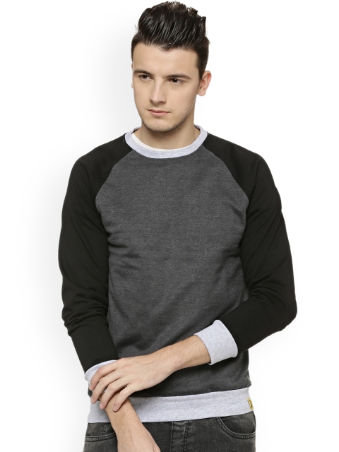 

Campus Sutra Men Charcoal Solid Sweatshirt