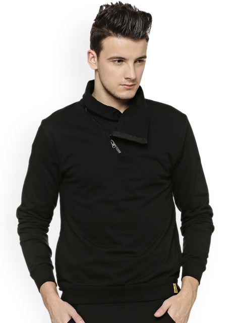 

Campus Sutra Men Black Solid Sweatshirt