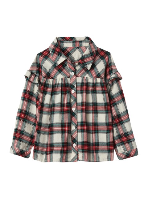 

GAP Toddler Girl Plaid Flannel Ruffle Shirt, Maroon